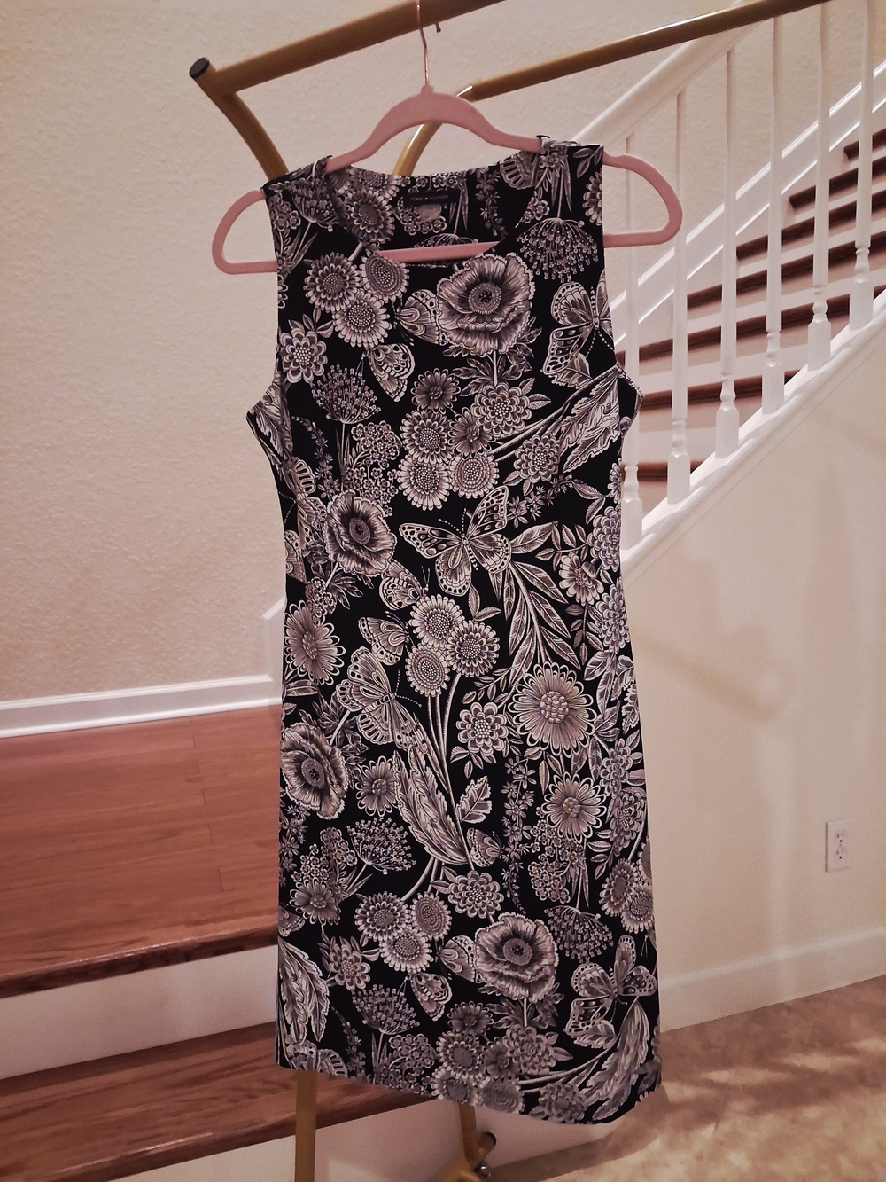 The Perfect Sleeveless Black and White Floral Midi Dress